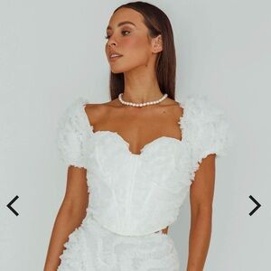 White Ruffled Puff Sleeve Top